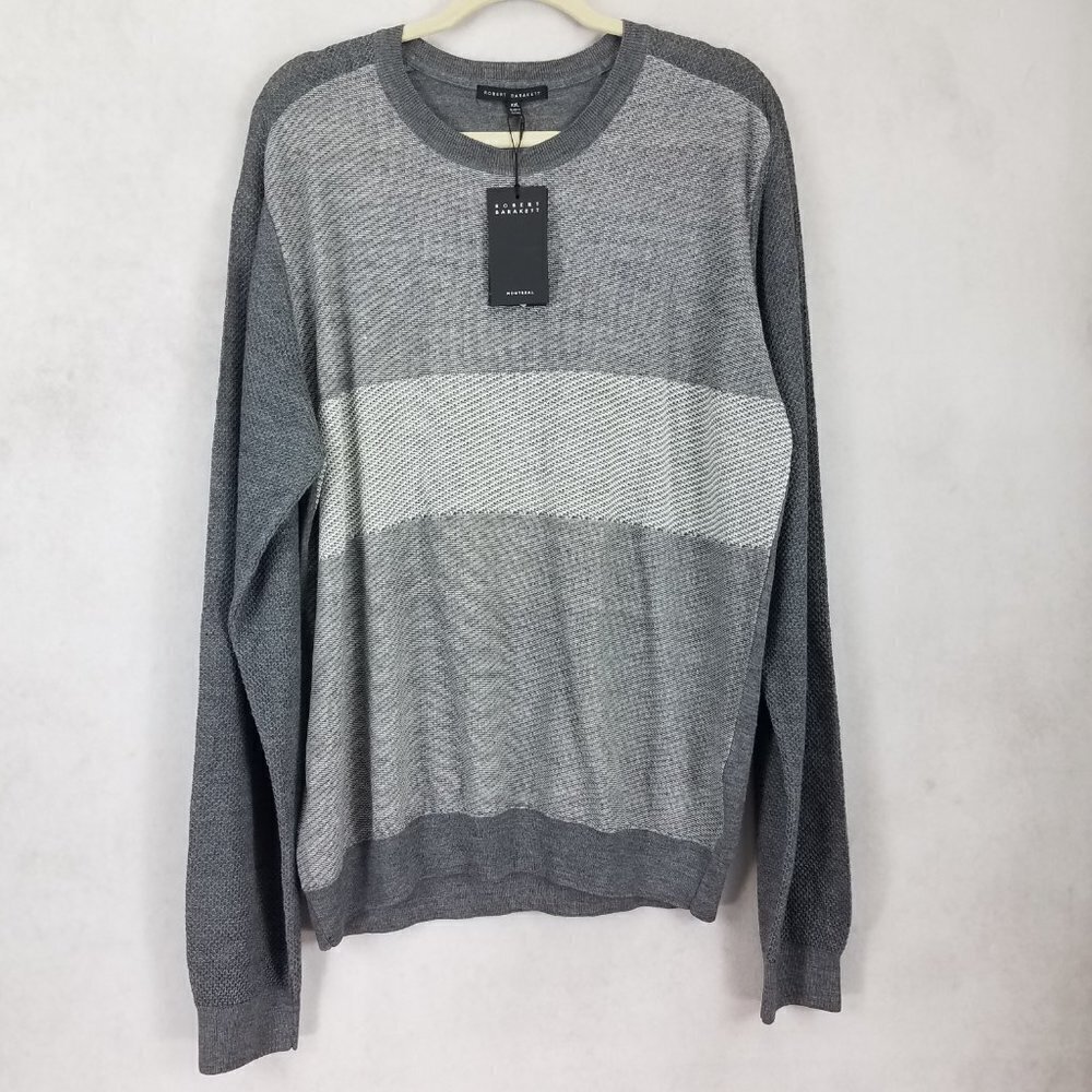 Robert Barakett Lakeshore Sweater Pullover Mens XXL Crewneck Gray Wool Knit Work